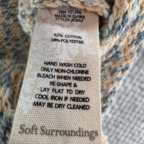 Soft Surroundings Sweater Womens L Beige Blue Knit V-Neck Wrap Cardigan LS - Picture 14 of 14